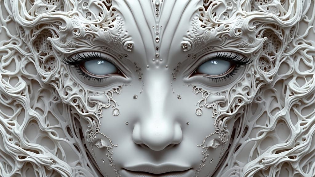 Fractal Face of Eyes and Nose in Biomechanical Style