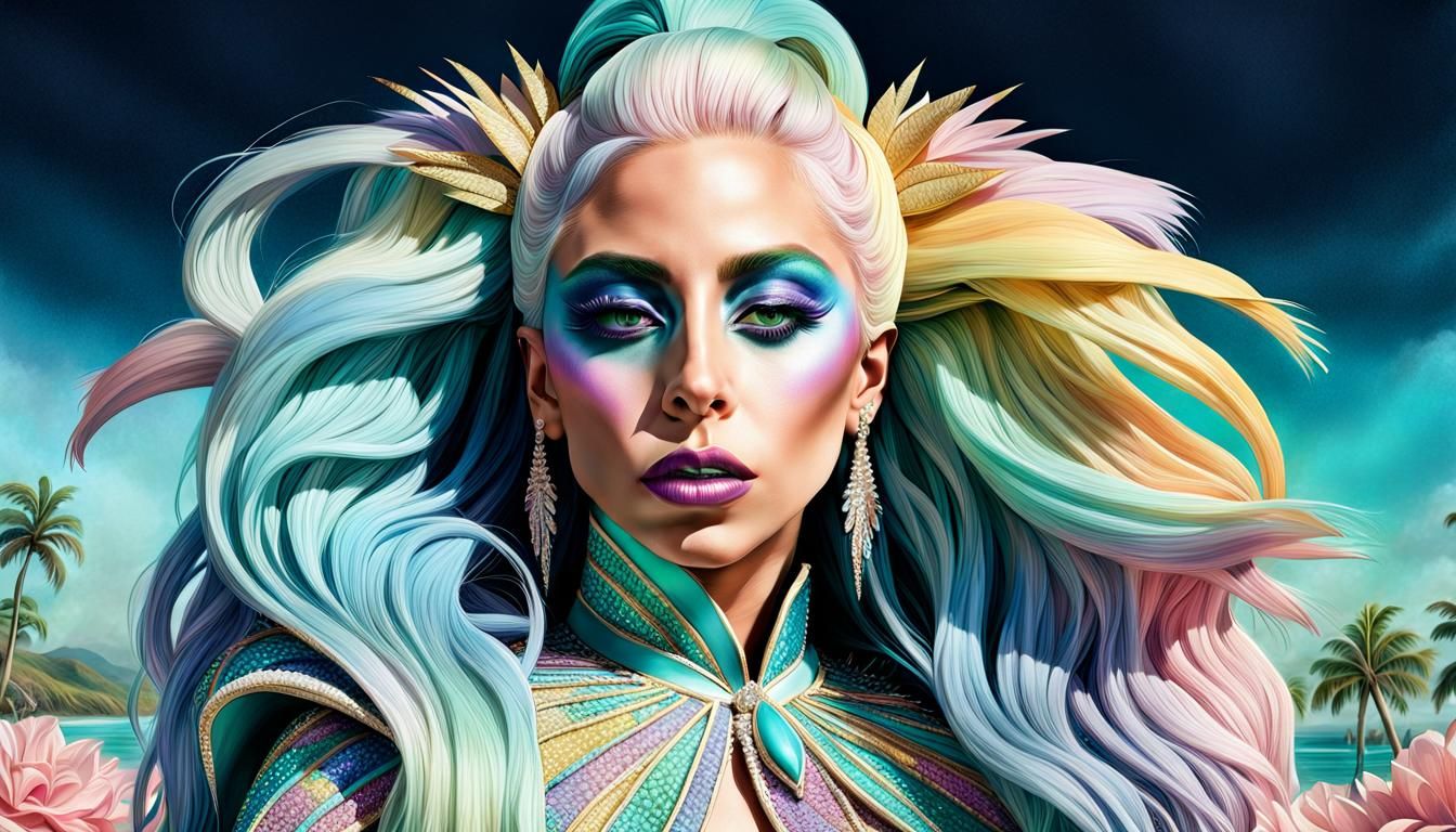 Lady Gaga Pastel Makeup Fantasy Concept Art