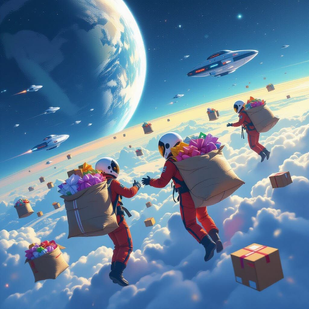 Space Delivery from Orbit in Sci-Fi Style