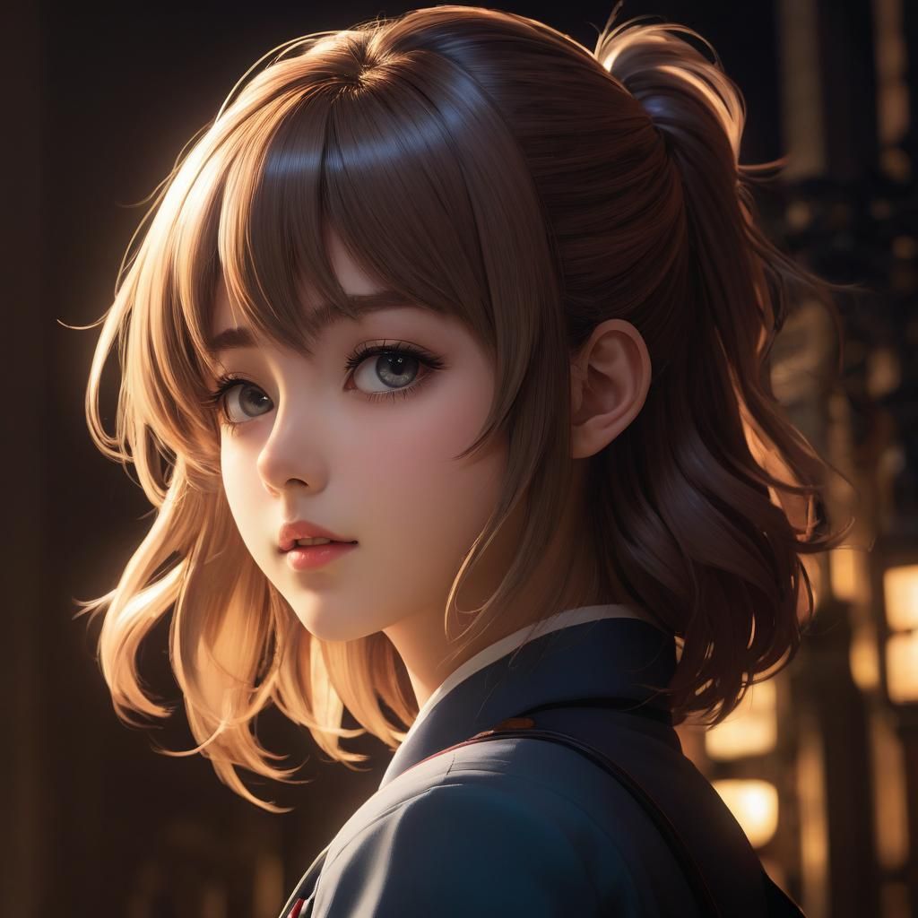 Anime Portrait in Cel-Shaded Manga Style