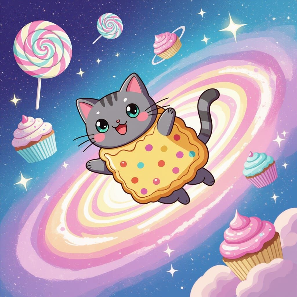 Nyan Cat's Whimsical Galaxy Flight