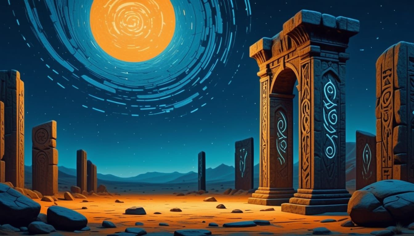 Stone Archway in Twilight, Dark Fantasy Concept Art