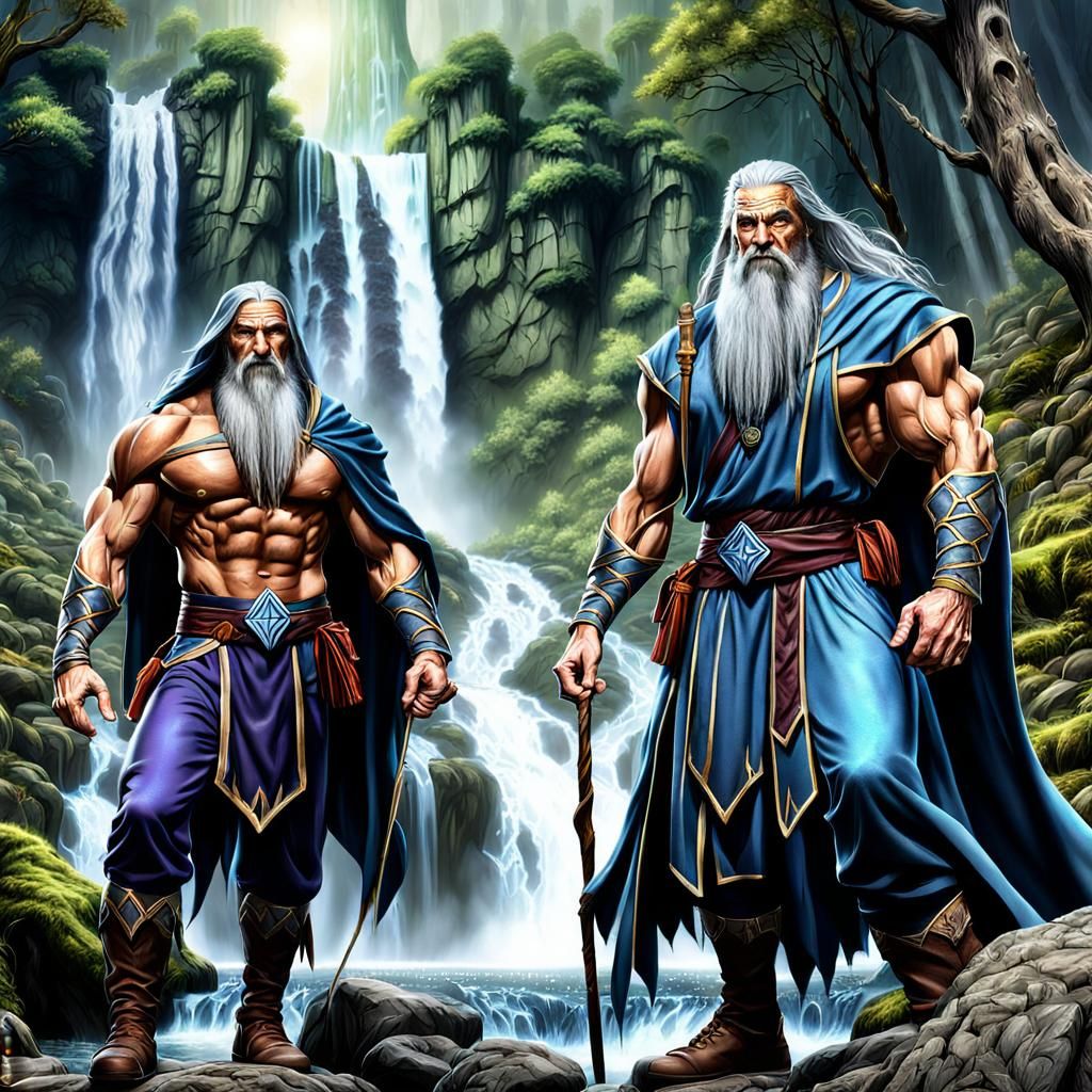 Fantasy Wizards in Forest, Photorealistic 4K