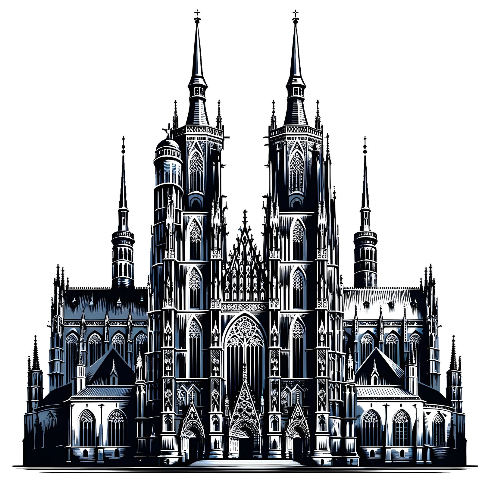 Wroclaw Cathedral in Stylized Stencil Design