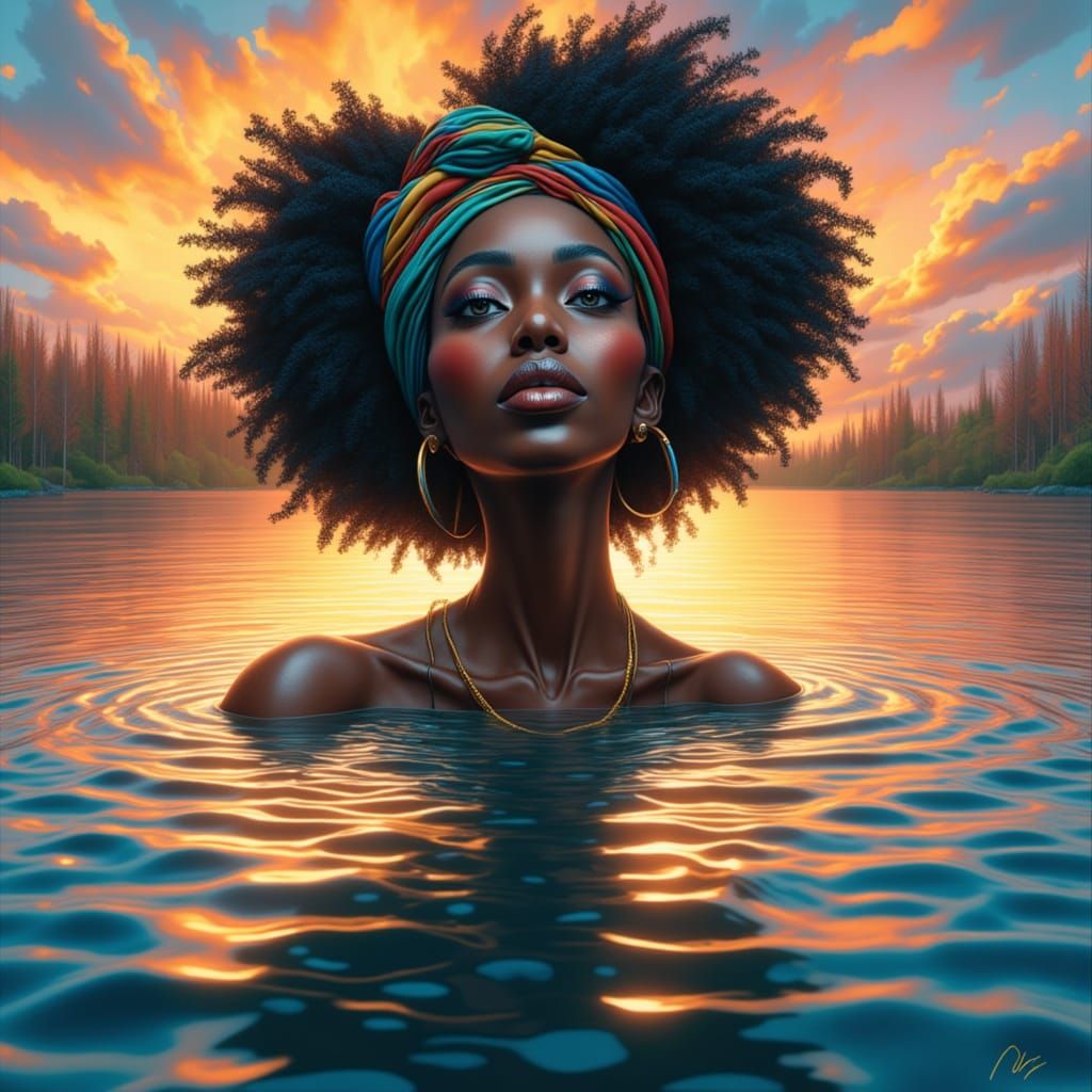 Psychedelic Fantasy: African Woman in Digital Oil Painting