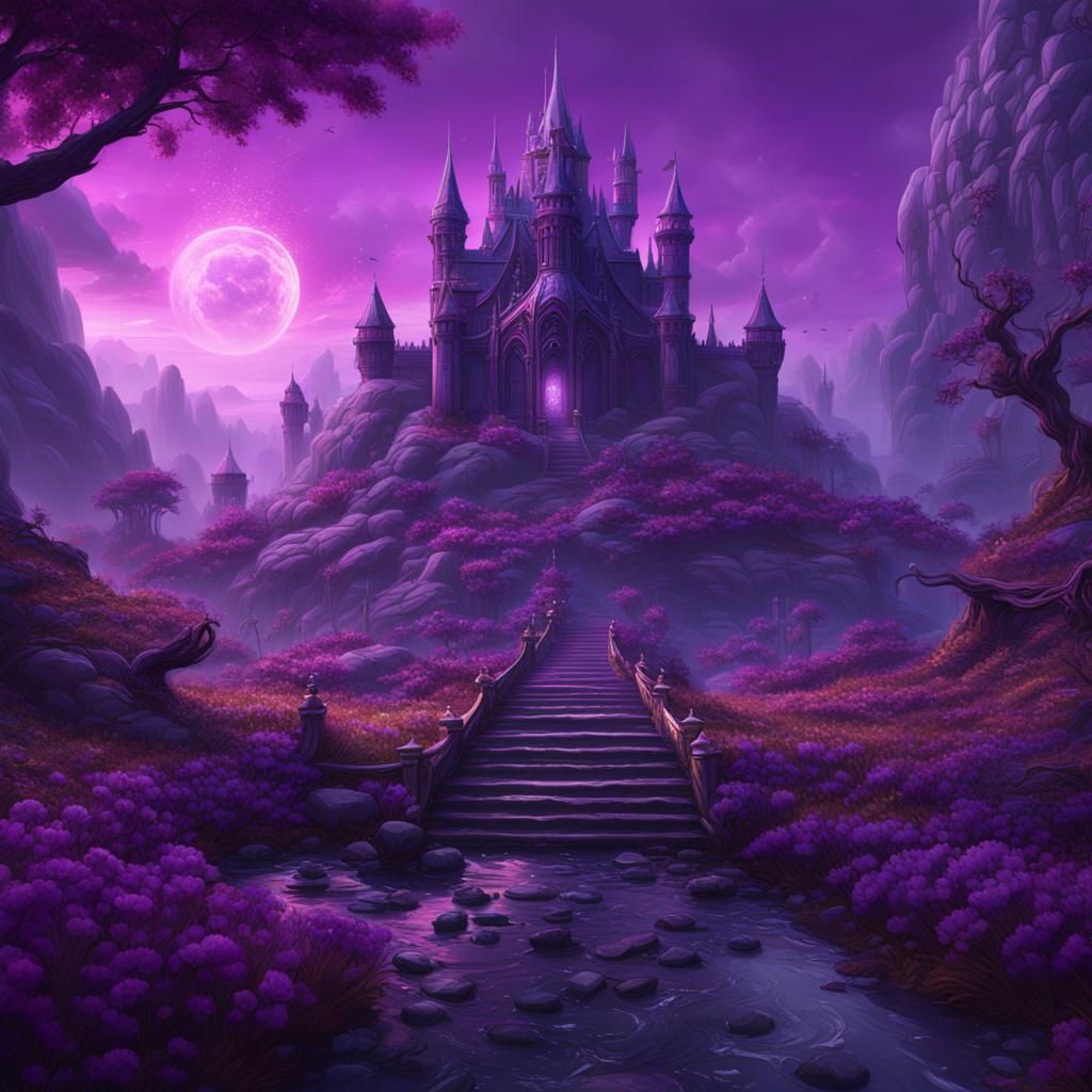 Detailed Purple Castle Fantasy Concept Art