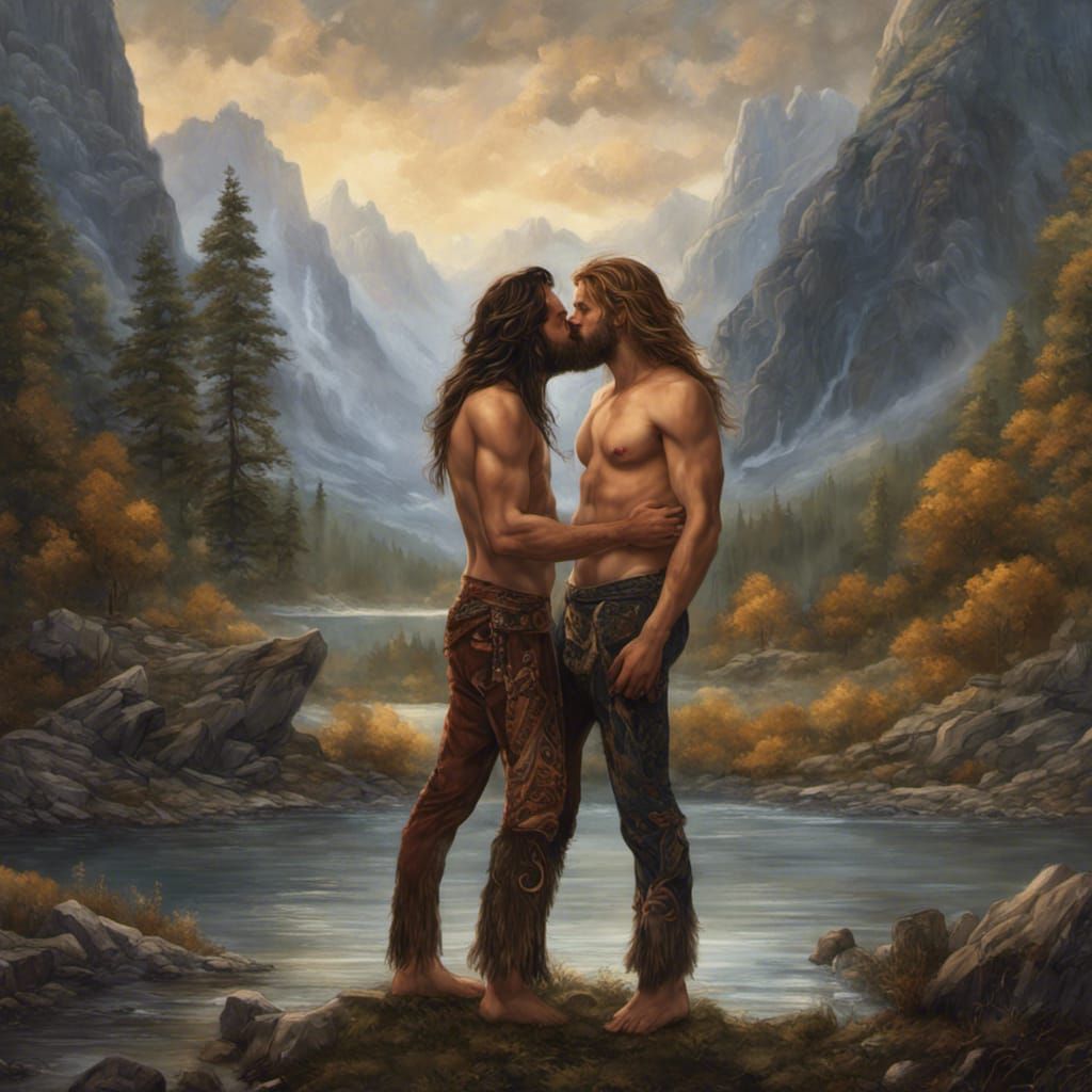 Passionate Kiss by Campfire: Detailed Matte Painting