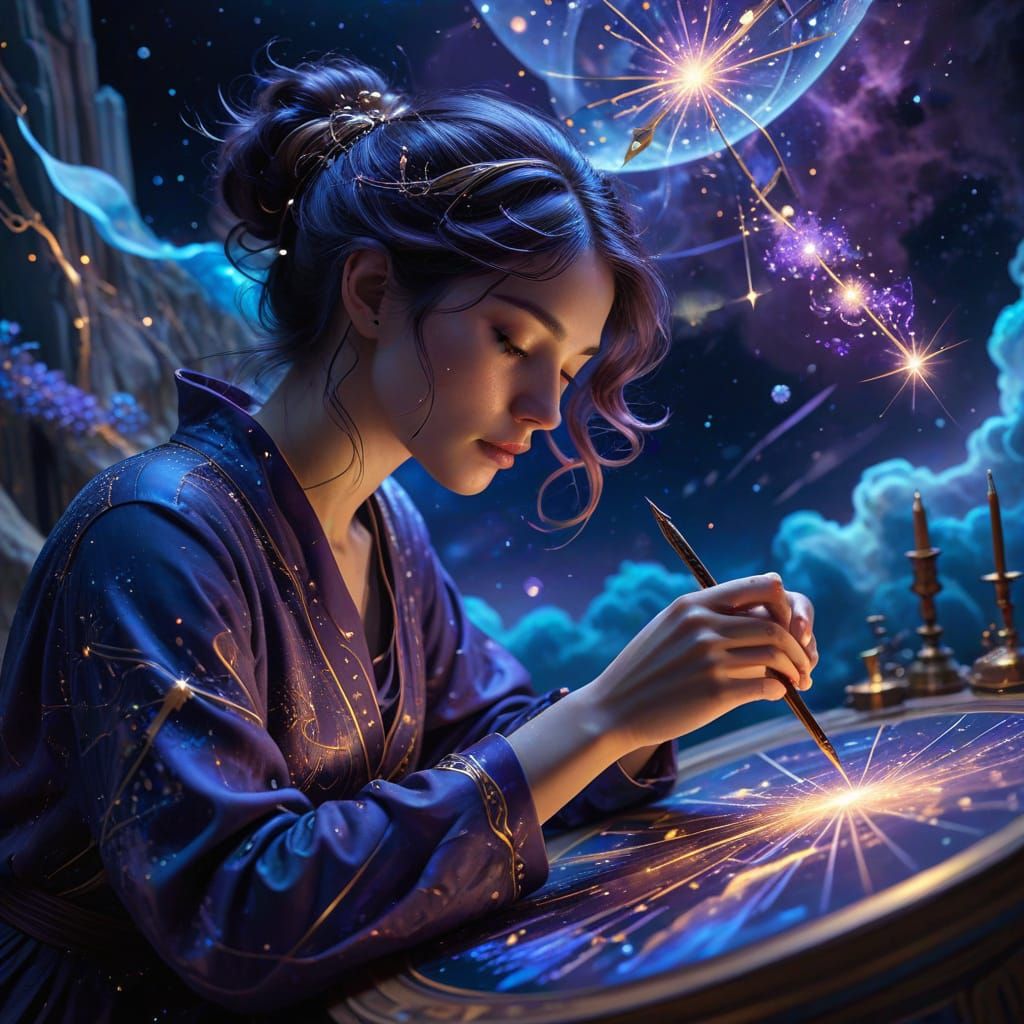 Celestial Cartographer Charts Cosmos in Surrealist Fantasy A...