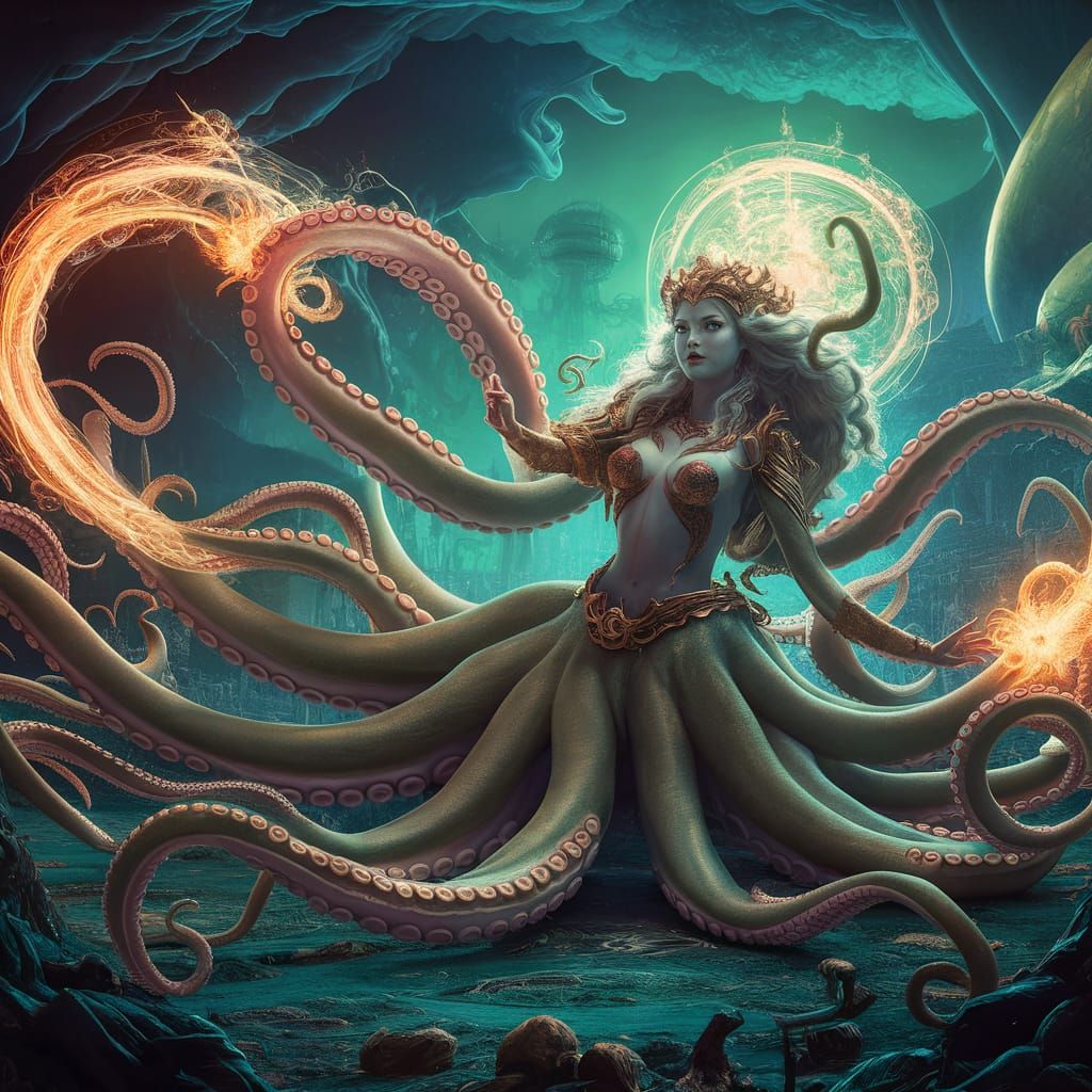 Fantastical Octopus Goddess of Magic Powers
