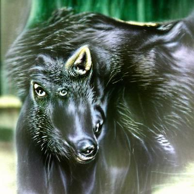 Majestic Black Wolf in Dark Forest
