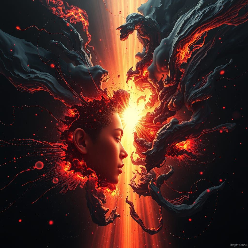 Emotional Implosion: A Hyperdetailed Portrait of Light