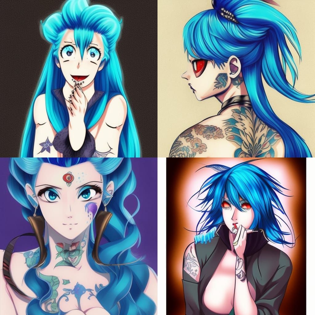 Anime-Style Opera Singer with Blue Hair
