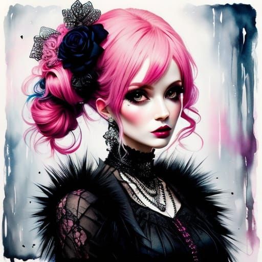 Gothic Punk Portrait in Vibrant Colors