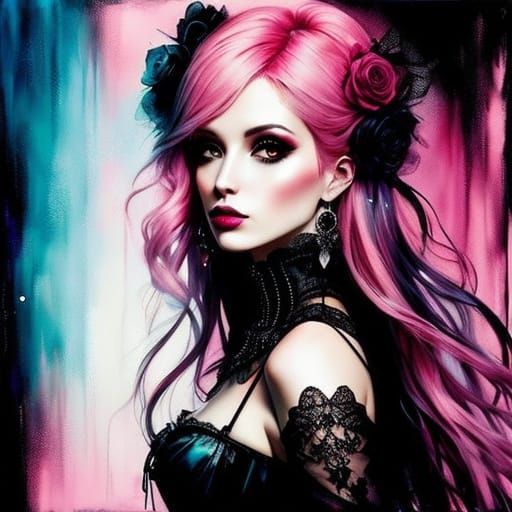 Bubblegum Gothic Princess in Ethereal Splendor