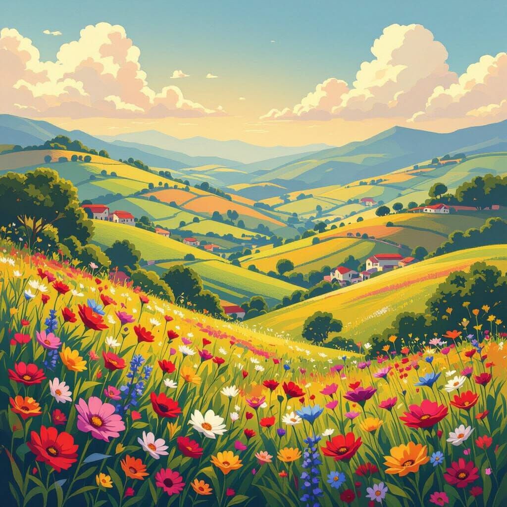 Guatemalan Hills in Studio Ghibli Style