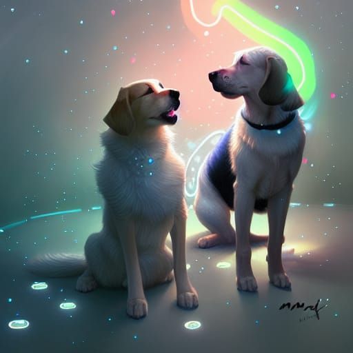 Dogs in Love with Luminous Crystals