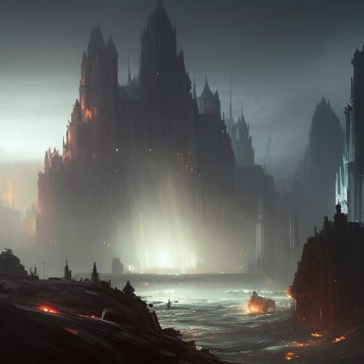 Dark Fantasy Masterpiece with Volumetric Lighting