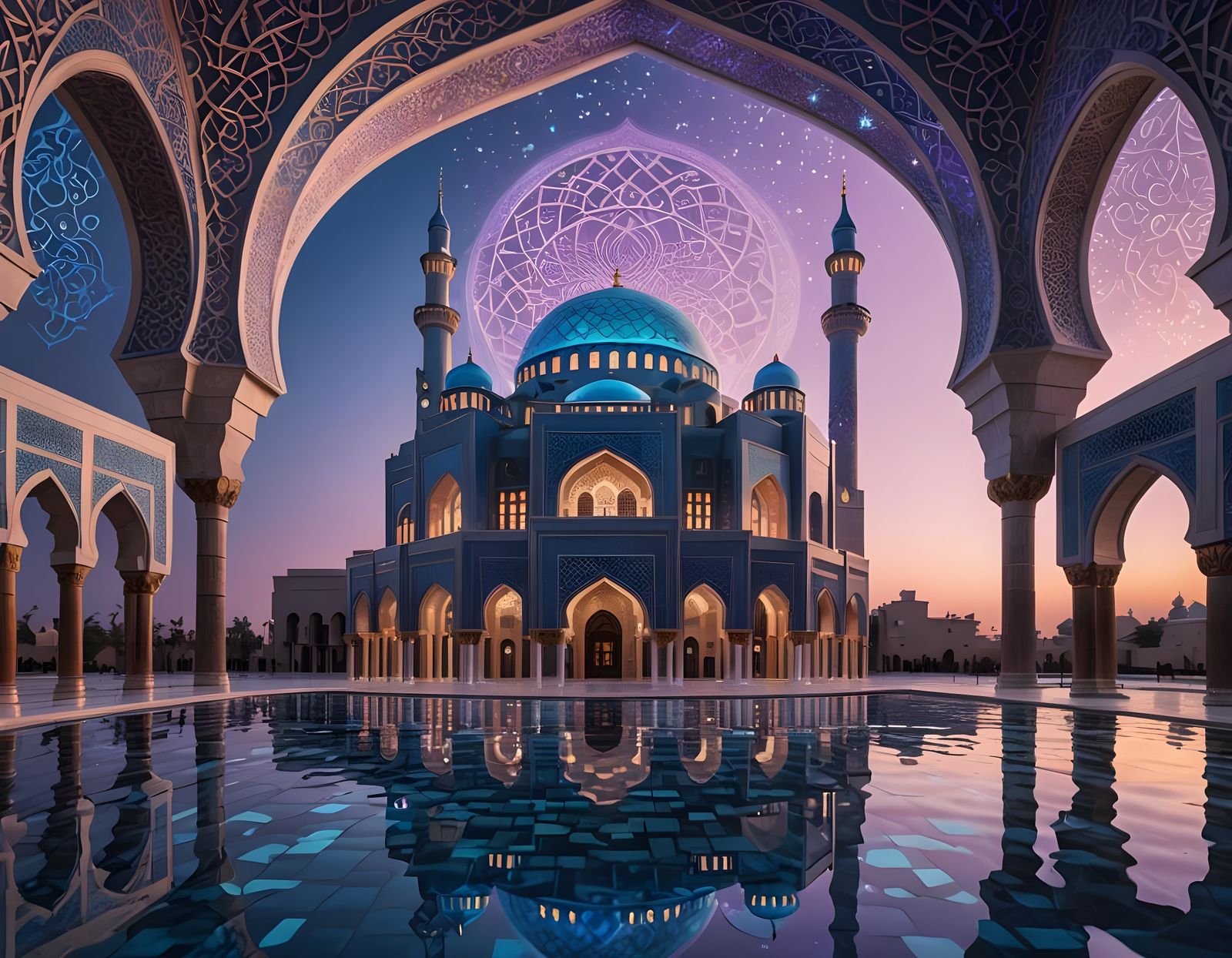 Futuristic Mosque Design with Geometric Patterns
