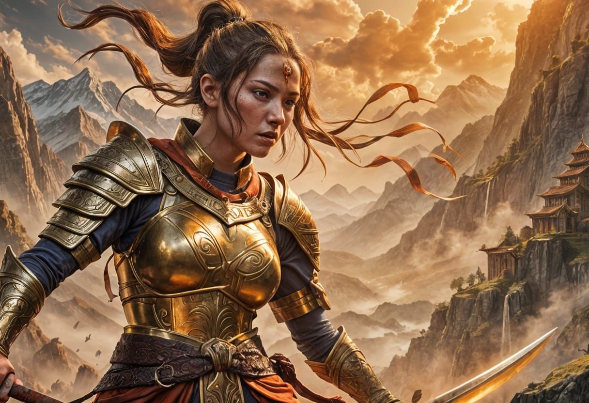 Female Warrior Monk Digital Painting