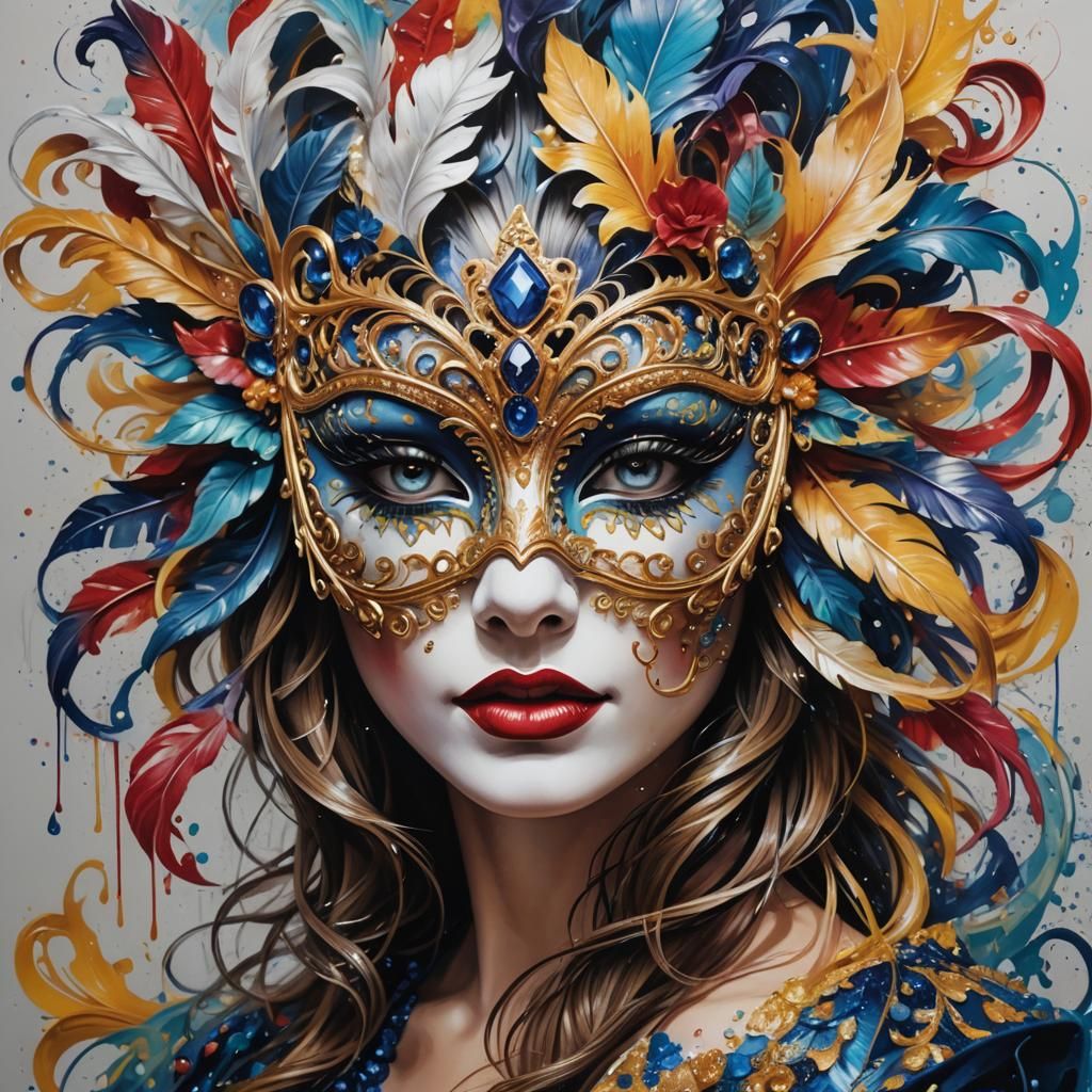 A detailed. Hyper realistic. Delicate, intricate masquerade ...