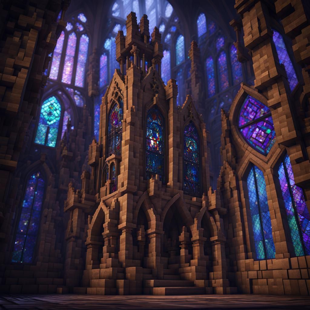 Minecraft Gothic Castle with Stained Glass Windows