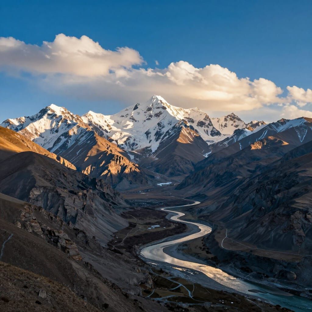 Majestic Altai Mountains Mongolia Photorealistic Landscape