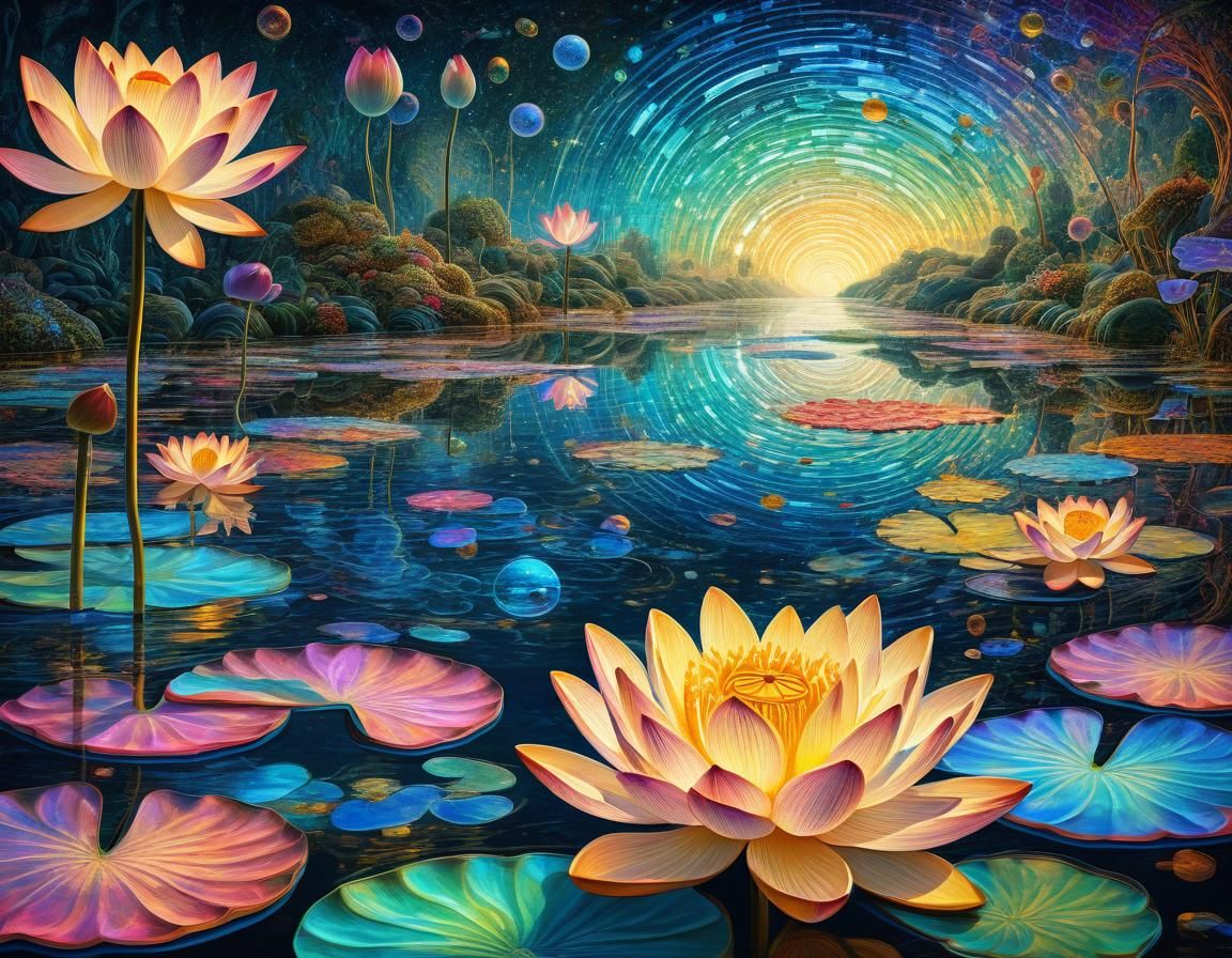 Ethereal Abstract Floral Art in Gold