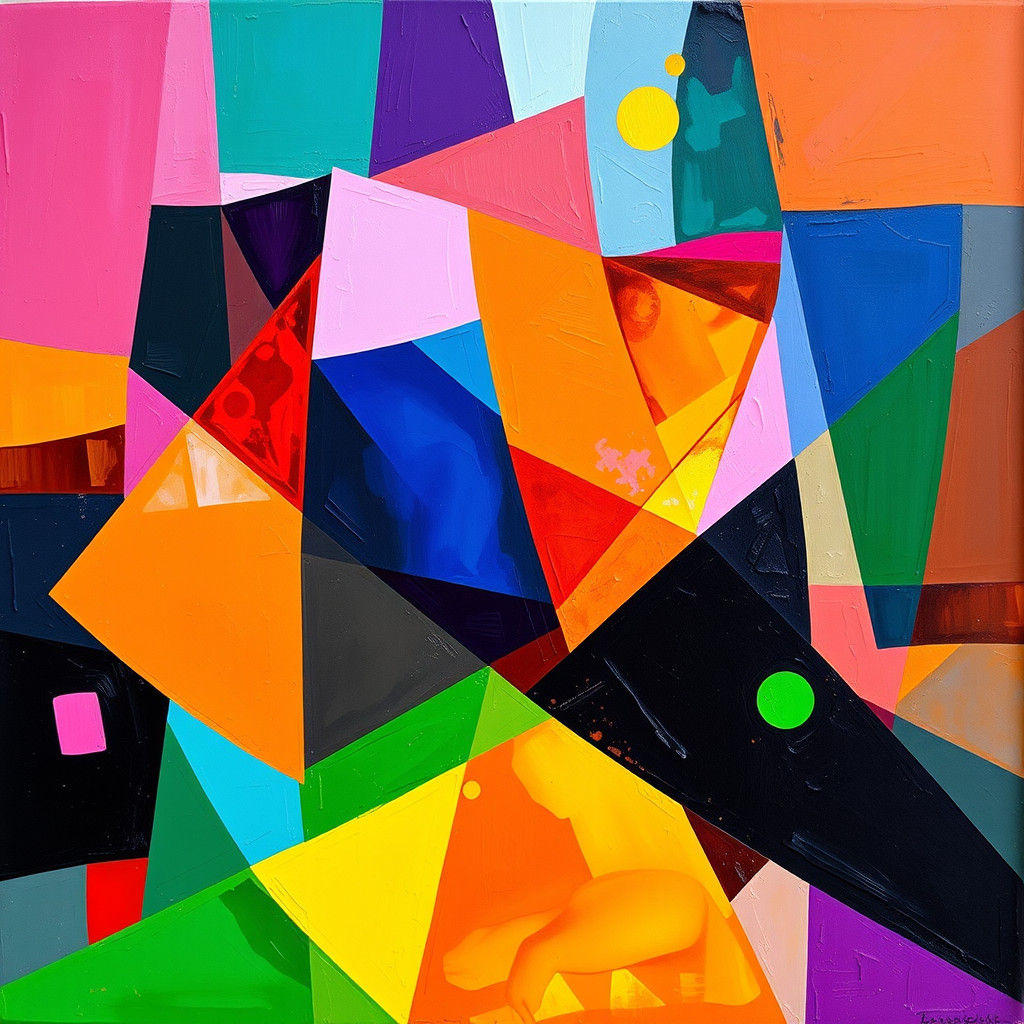 Vibrant Abstract Painting in Surrealist Style