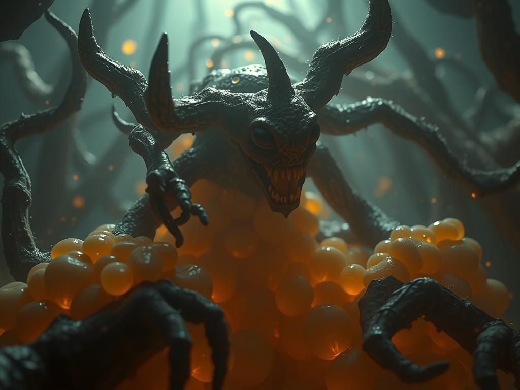 Nightmarish Honey Cryptid in Klimt Style