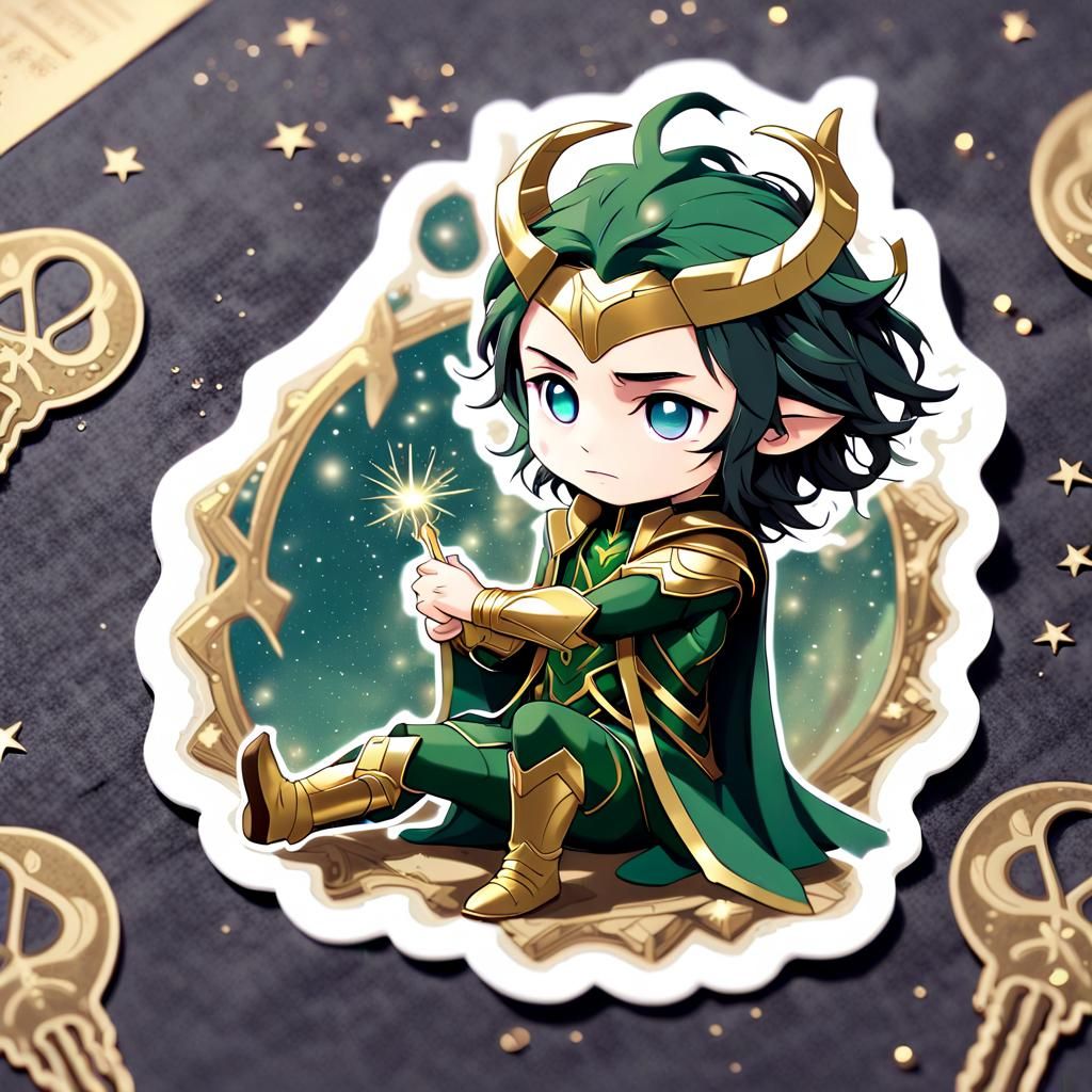 Cute Chibi Loki Sticker in Anime Style