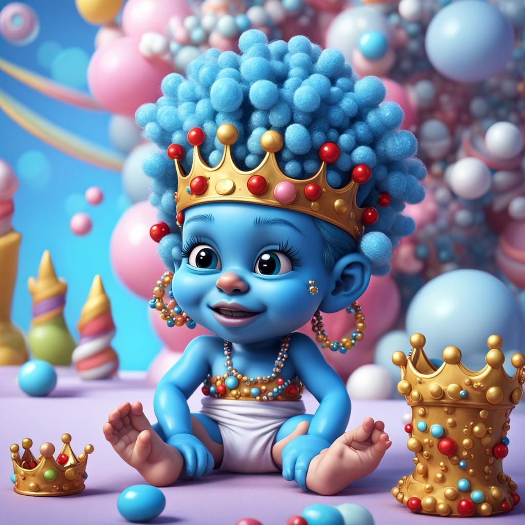 Baby Smurf Queen with Mohawk in Candy Art Style