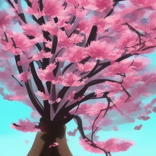 Pink Cherry Blossom Bouquet in Anime Style