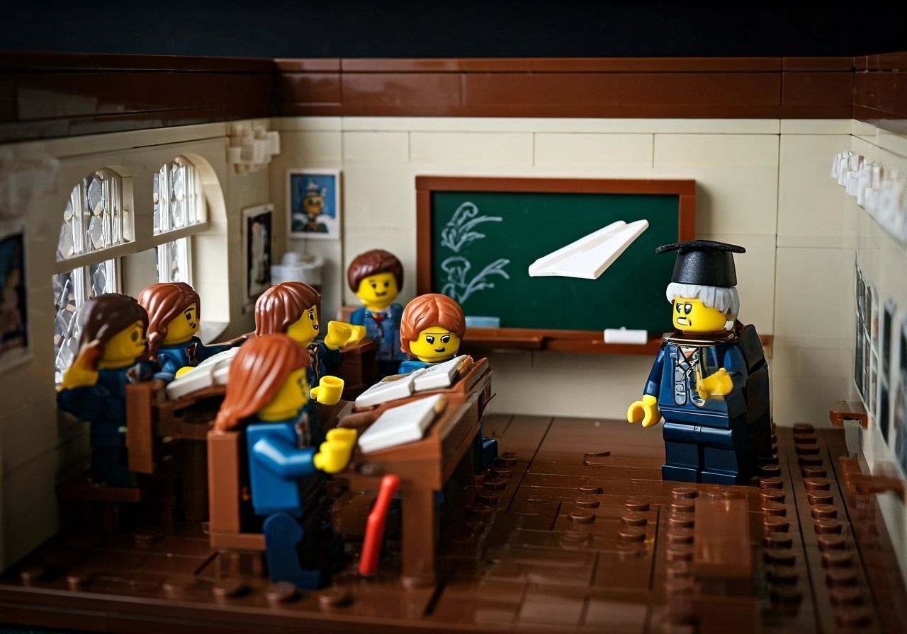Lego Classroom Scene with Teacher and Pupils
