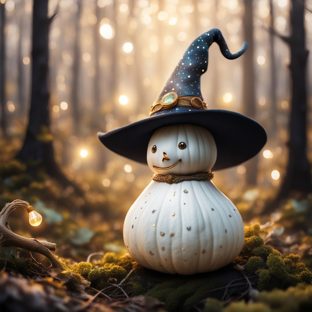 Enchanted Gourd in Mystical Forest: Magical Realism