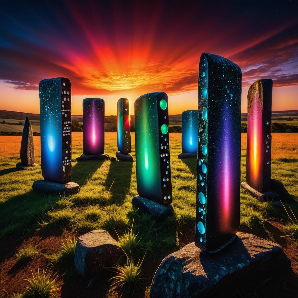 Epic Domino Effect Landscape in Divine Psychedelic Art