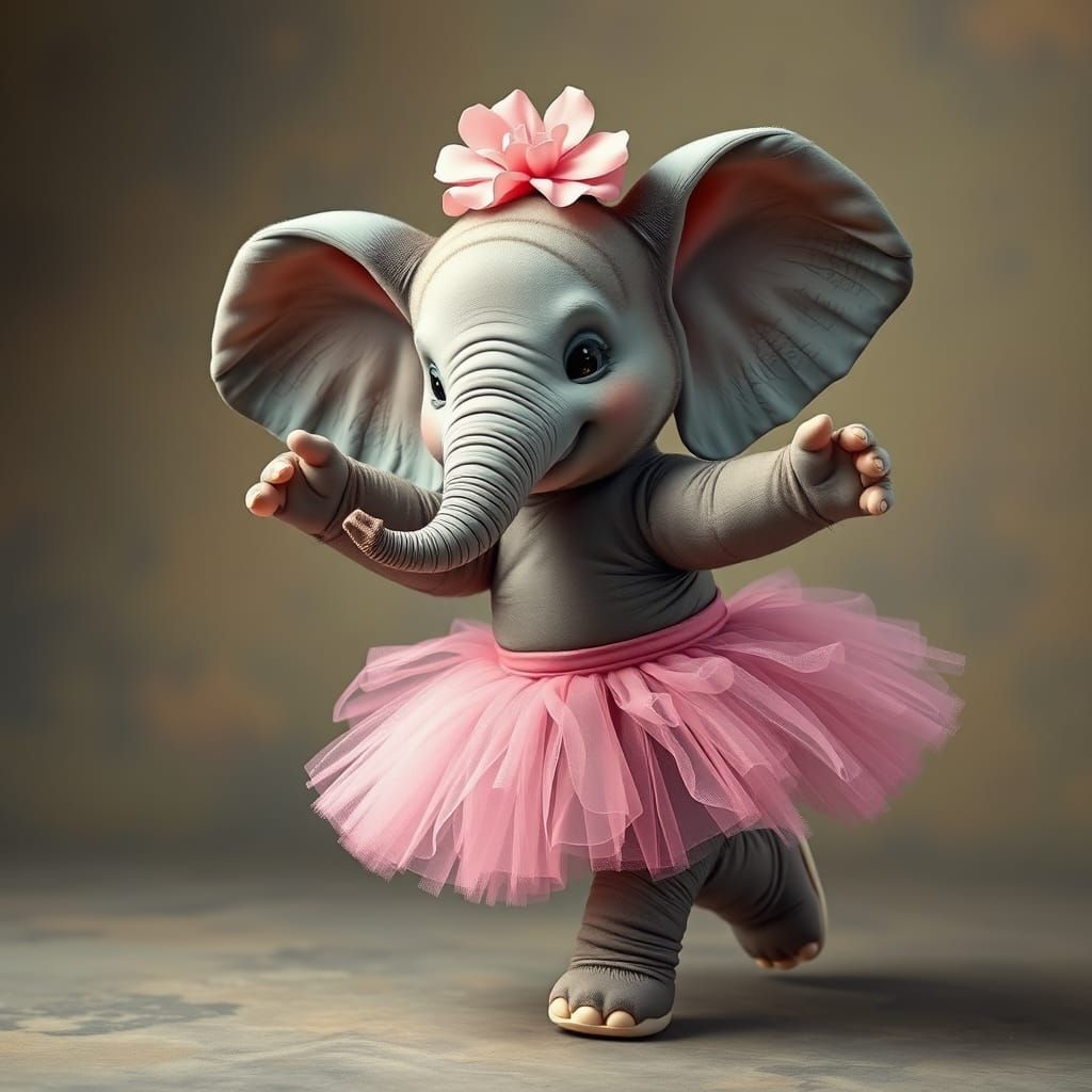 Adorable Baby Elephant En Pointe in Ballet Tutu