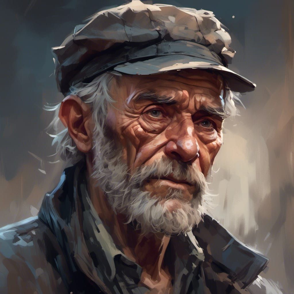 Portrait of an Ill Coal Miner in Artstation Style
