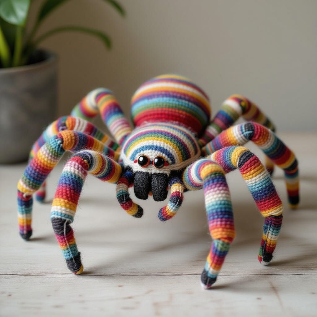 a spider made from woven wool rolls