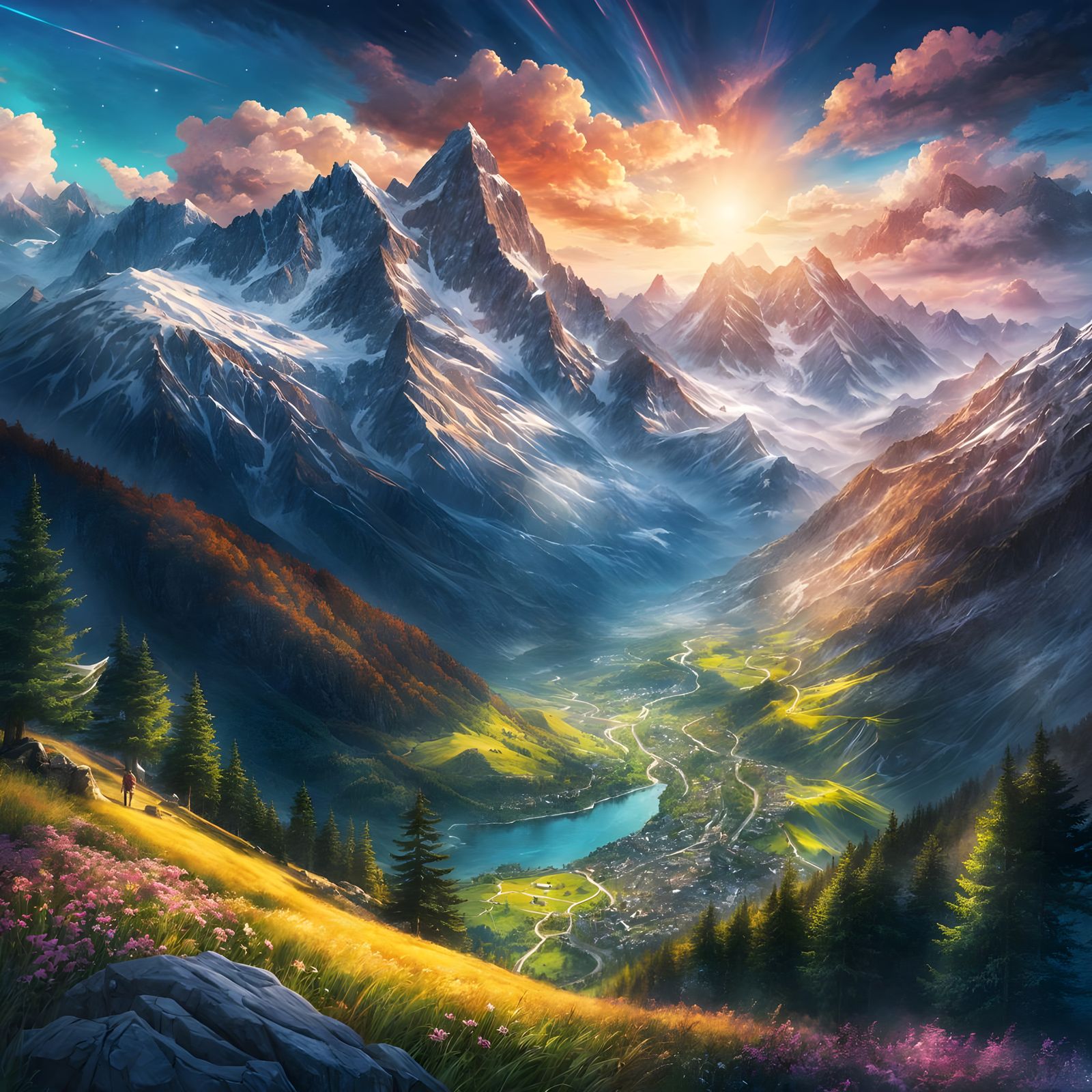 Epic Swiss Alps Digital Matte Painting