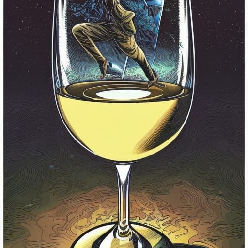 Happy Wine Drinkers in Comic Book Art Style