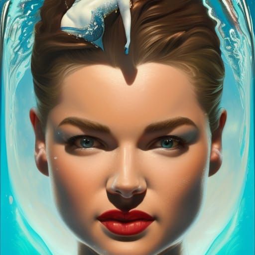 Hyperdetailed Synchronized Swimmer Portrait in Art Nouveau S...