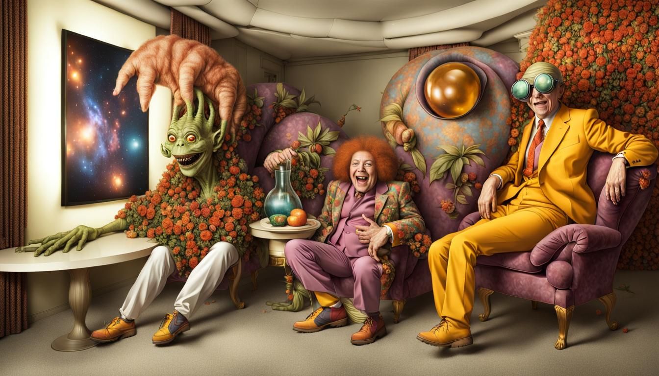 Extravagant Alien Characters in Cosmic Dreamscape