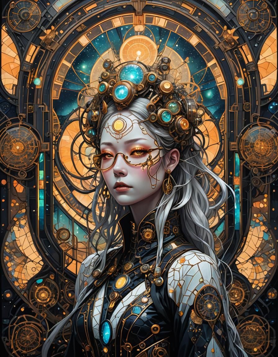 Aurora Borealis-Inspired Sci-Fi Portal in Steampunk Style