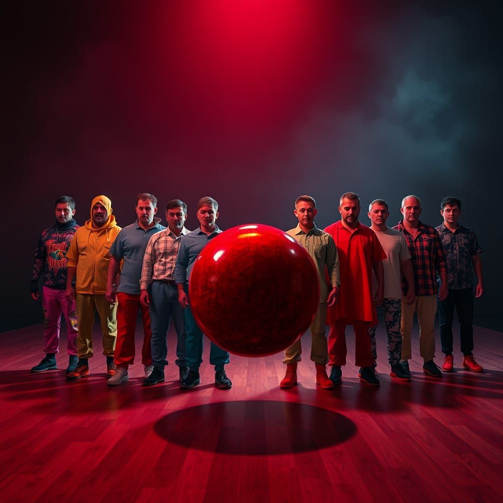 Hyperrealistic Human Bowling Alley About to Strike