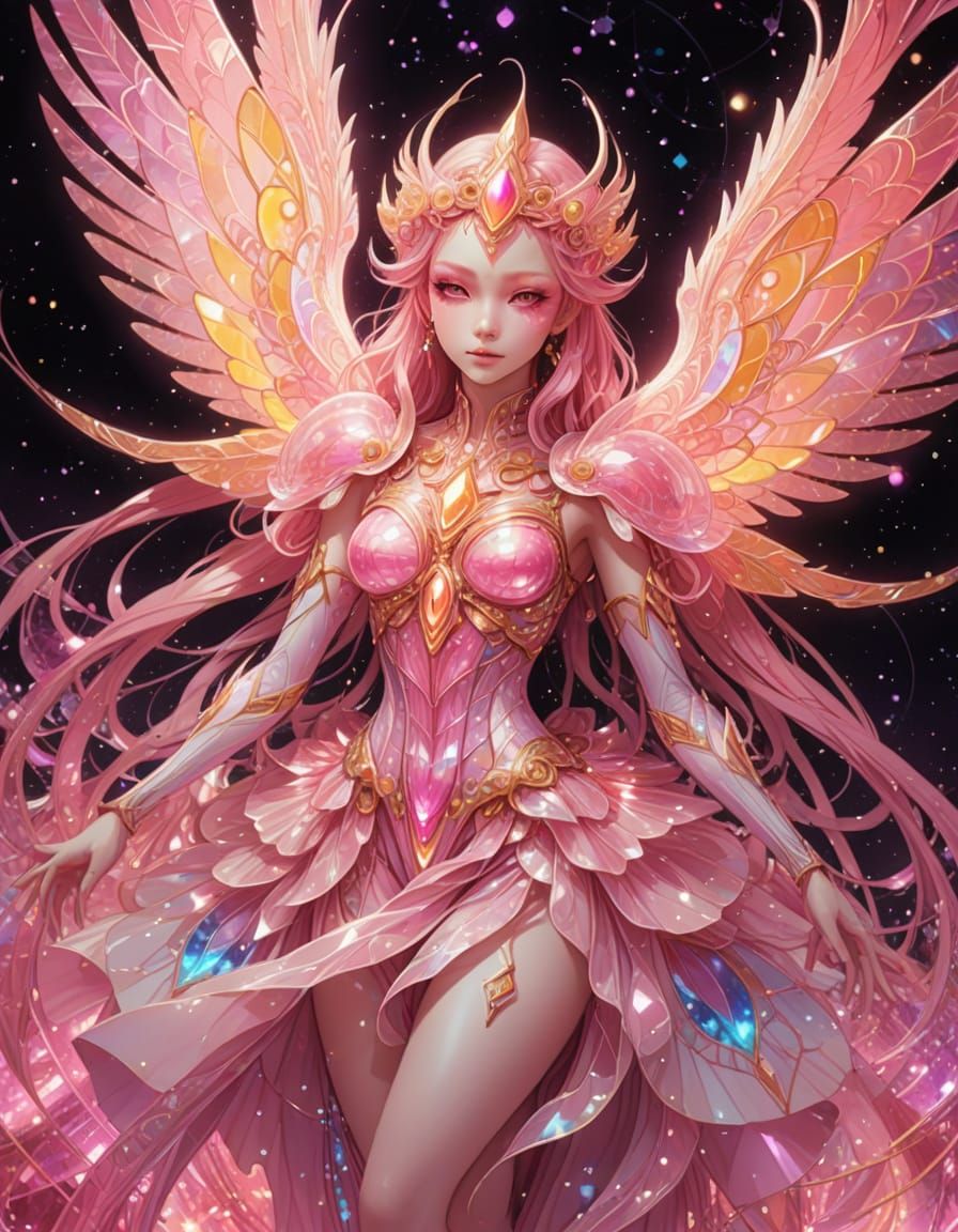 Celestial Angel in Vibrant Stained Glass Hues