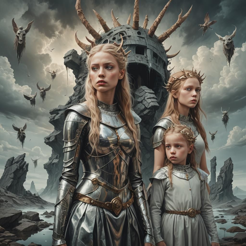 Surrealist Daughters of Valhalla in Ethereal Surreal Style