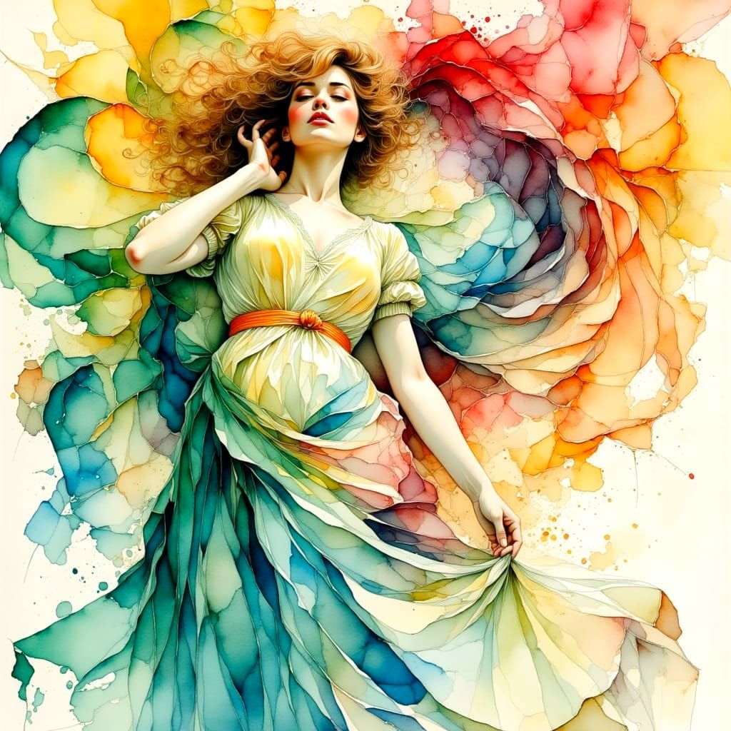 Watercolor Abstract Painting in Vivid Colors