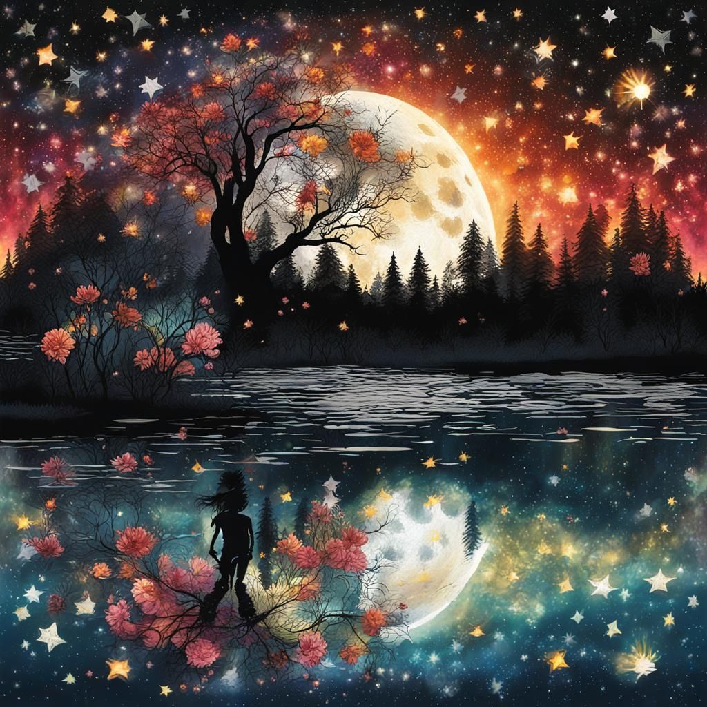 Fantasy Landscape: Surreal Ink Art Double Exposure