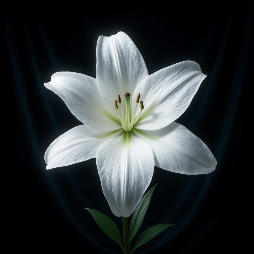 Dark Fantasy White Lily with Chiaroscuro Lighting