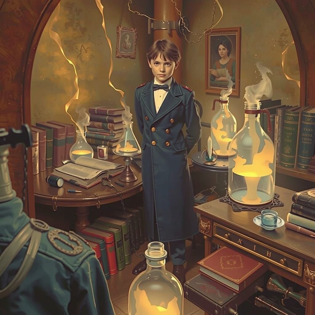 Mystical Laboratory Scene in Dreamlike Realism